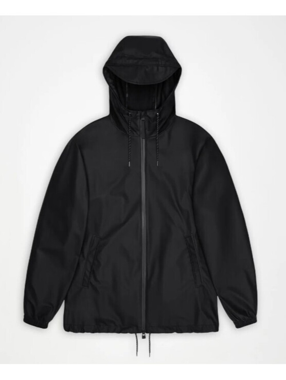 RAINS Storm Breaker W3 Black Grain Hooded Waterproof Rain Jacket Unisex - Large